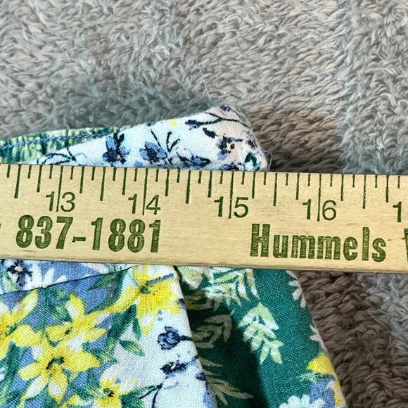 Loft Pants Women's Medium Green Floral Print Wide Leg Cropped Bohemian Fairy - Picture 4 of 11